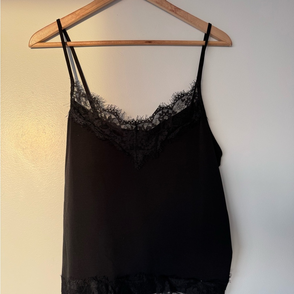 Zara Black Lace Trim Cami Top